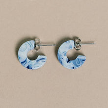 Load image into Gallery viewer, NAT + NOOR - Mali | Ocean | Blue + White Hoop Earrings | Small Size