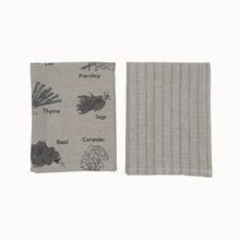 Load image into Gallery viewer, Raine & Humble - Tea Towel set of Two, Herbs Charcoal