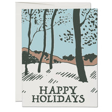 Load image into Gallery viewer, Red Cap Cards - Snowy Forest holiday greeting card: Singles