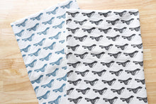 Load image into Gallery viewer, Bird Kitchen Towel, Handprinted Bird Tea Towel: Black on Natural