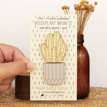 Load image into Gallery viewer, fairy castle cactus wooden houseplants pair of magnets