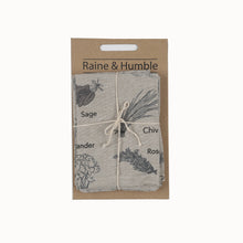 Load image into Gallery viewer, Raine & Humble - Tea Towel set of Two, Herbs Charcoal