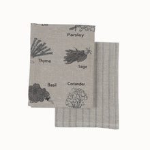 Load image into Gallery viewer, Raine & Humble - Tea Towel set of Two, Herbs Charcoal