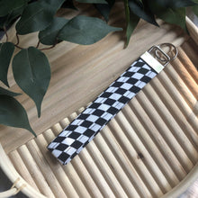 Load image into Gallery viewer, Keychain Black and White Checkered Flag Fabric Keychain, Key Fob, Racing, NASCAR