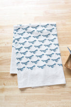 Load image into Gallery viewer, Bird Kitchen Towel, Handprinted Bird Tea Towel: Black on Natural