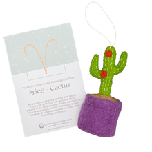 Load image into Gallery viewer, Global Goods Partners - Plant Ornament Astrology Signs With Card: Aries / Cactus
