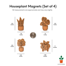 Load image into Gallery viewer, Leaf & Node - Houseplant Magnets (Sets of 4) - Wood Engraved
