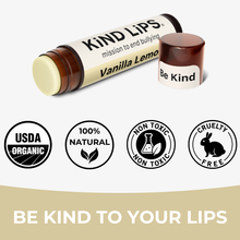 Load image into Gallery viewer, Vanilla Lemon Organic Lip Balm Kind Lips