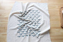 Load image into Gallery viewer, Bird Kitchen Towel, Handprinted Bird Tea Towel: Black on Natural