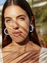 Load image into Gallery viewer, Nora Blue Ocean Medium Hoop Earrings