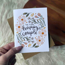 Load image into Gallery viewer, Big Moods - "To the happy couple" Pink Florals Cursive Text Wedding Card