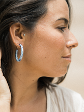 Load image into Gallery viewer, Nora Blue Ocean Medium Hoop Earrings