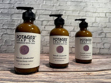 Load image into Gallery viewer, Potager Soap Company - French Lavender Hand and Body Lotion 8 oz Glass Bottle