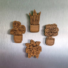 Load image into Gallery viewer, Leaf & Node - Houseplant Magnets (Sets of 4) - Wood Engraved