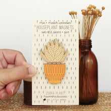 Load image into Gallery viewer, zebra plant succulent wooden houseplants pair of magnets