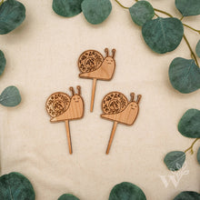 Load image into Gallery viewer, Wildewood Handcrafted Goods - Snail Engraved Wood Plant Marker