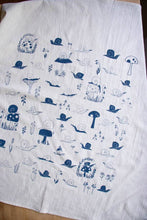 Load image into Gallery viewer, Snails Towel, Handprinted Cotton Kitchen Towel