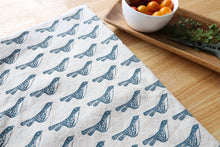 Load image into Gallery viewer, Bird Kitchen Towel, Handprinted Bird Tea Towel: Black on Natural