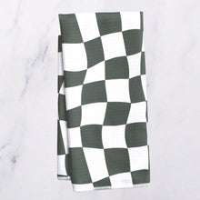 Load image into Gallery viewer, Green Checkers Dish Towel - 16''x24'': Folded Packaging