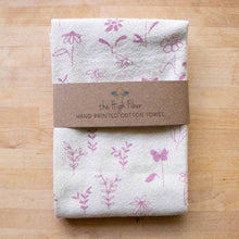 Load image into Gallery viewer, Flower Meadow Towel, Handprinted Cotton Kitchen Towel
