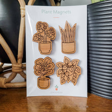 Load image into Gallery viewer, Leaf & Node - Houseplant Magnets (Sets of 4) - Wood Engraved