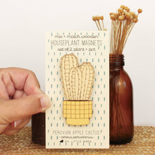 Load image into Gallery viewer, peruvian apple cactus wooden houseplants pair of magnets