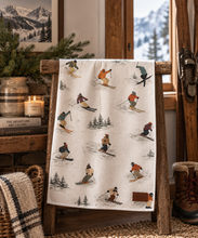 Load image into Gallery viewer, Artsy Em - Slope Stories Skier Teal Towel