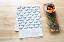 Load image into Gallery viewer, Bird Kitchen Towel, Handprinted Bird Tea Towel: Black on Natural