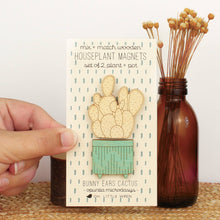 Load image into Gallery viewer, bunny ears cactus wooden houseplants pair of magnets