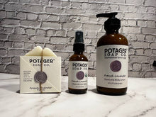 Load image into Gallery viewer, Potager Soap Company - French Lavender Hand and Body Lotion 8 oz Glass Bottle