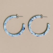 Load image into Gallery viewer, Nora Blue Ocean Medium Hoop Earrings