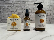 Load image into Gallery viewer, Potager Soap Company - Lemongrass Hand and Body Lotion 8 oz Glass Bottle
