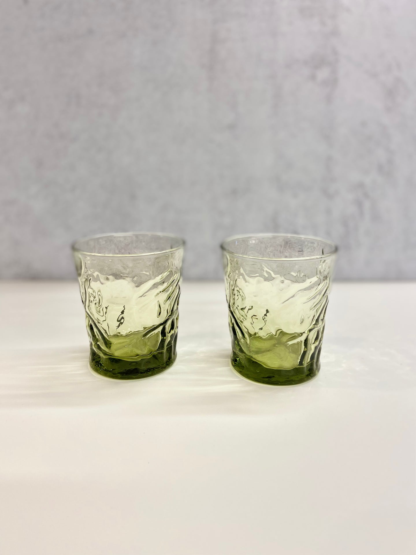 Olive Green Rocks Glass Pair