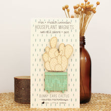 Load image into Gallery viewer, bunny ears cactus wooden houseplants pair of magnets