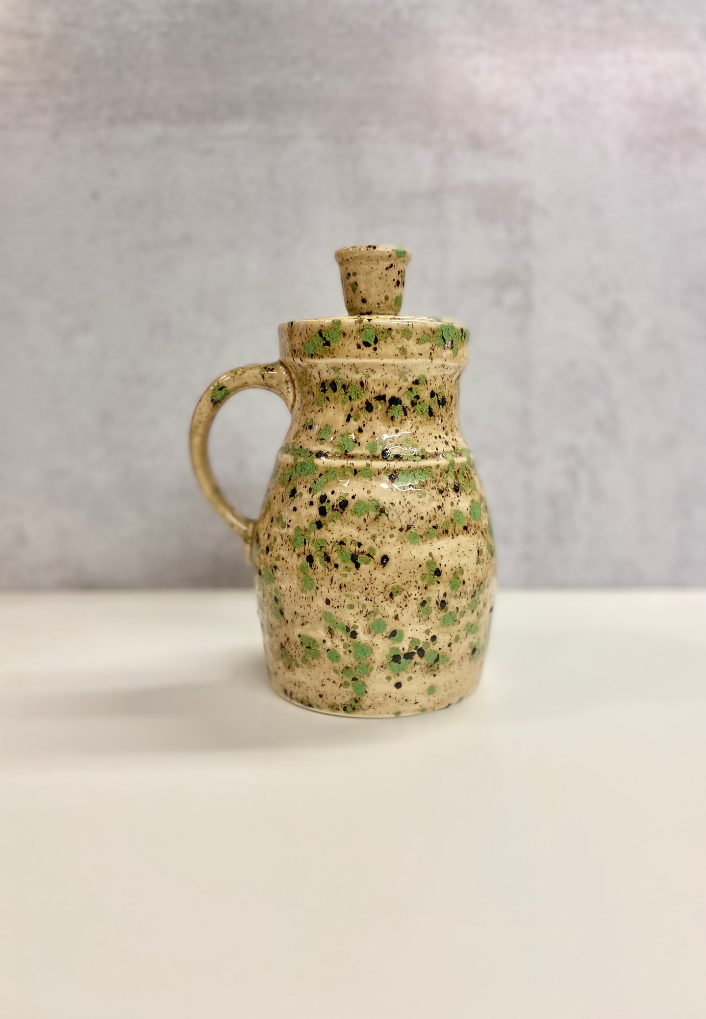 Speckled Studio Pottery Canister with Candlestick Holder Lid