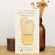 Load image into Gallery viewer, peruvian apple cactus wooden houseplants pair of magnets