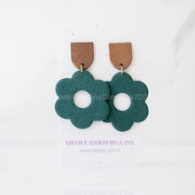 Load image into Gallery viewer, Nicole Christina Company - Polymer Clay Dangle Earrings-Large Daisies: Forest Green
