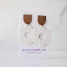 Load image into Gallery viewer, Nicole Christina Company - Polymer Clay Dangle Earrings-Large Daisies: Forest Green

