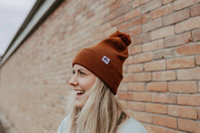 Load image into Gallery viewer, The Montana Scene - Three Tree Foldover Pom Beanie: Forest Green
