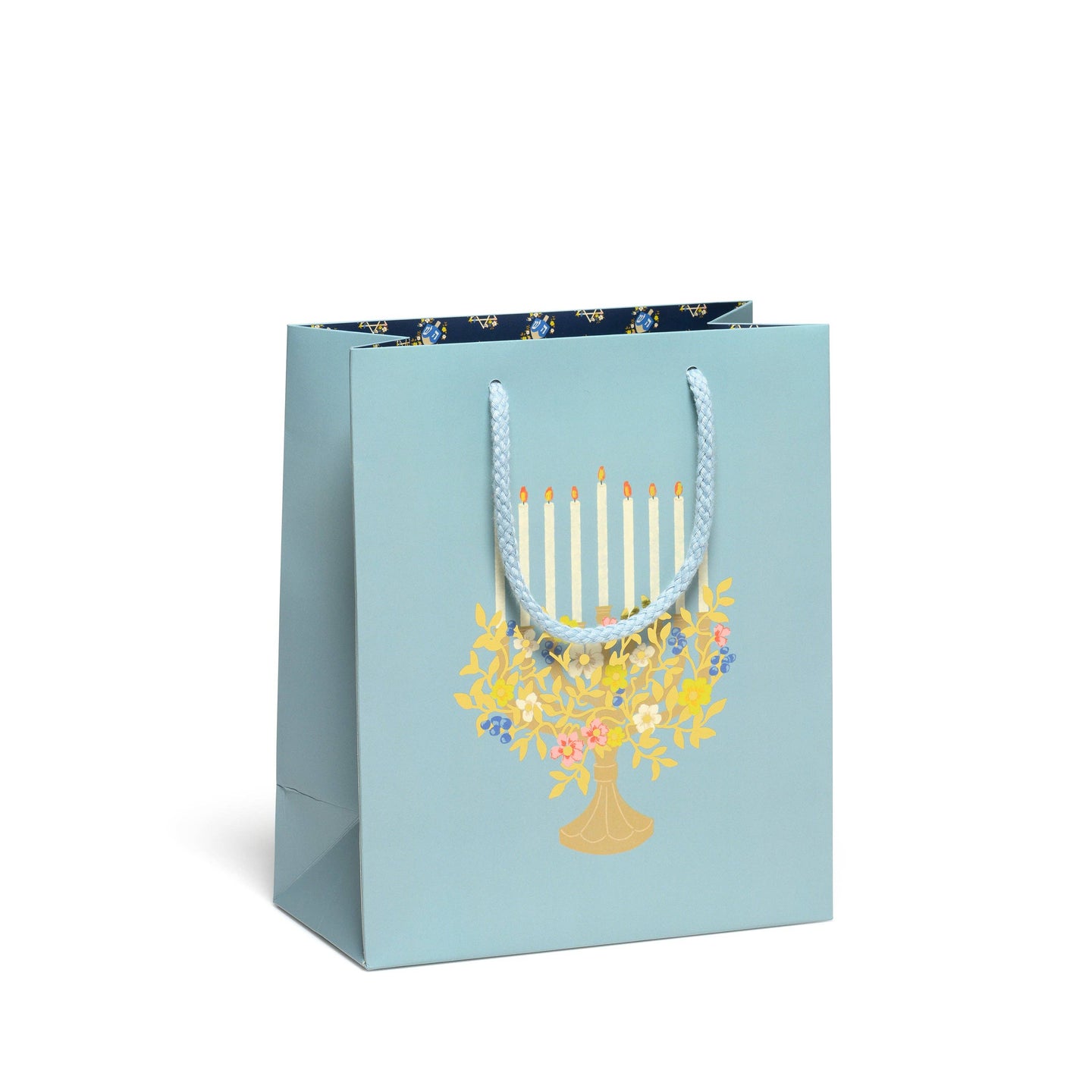 Red Cap Cards - Floral Menorah medium gift bag: Medium
