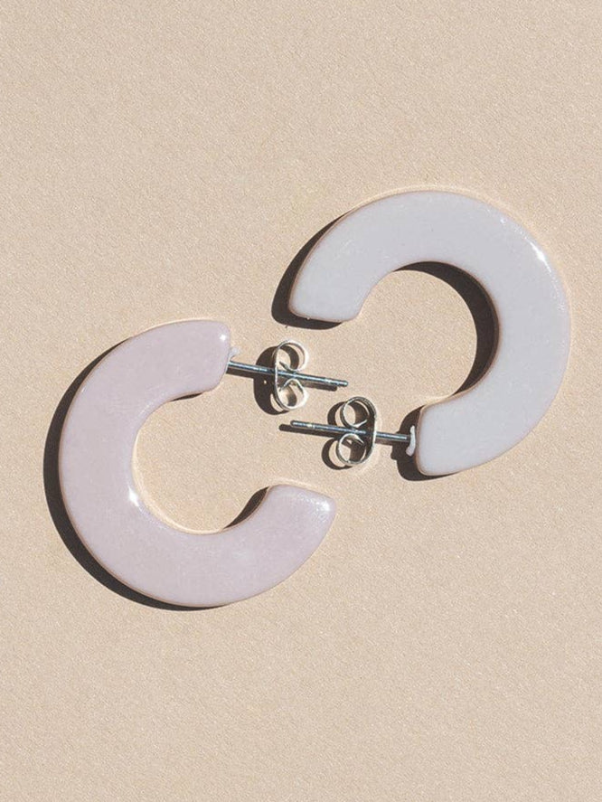 Grey Pink Hoop Earrings | Medium Size