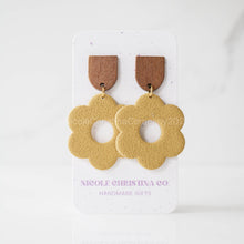 Load image into Gallery viewer, Nicole Christina Company - Polymer Clay Dangle Earrings-Large Daisies: Forest Green
