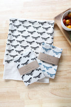 Load image into Gallery viewer, Bird Kitchen Towel, Handprinted Bird Tea Towel: Black on Natural
