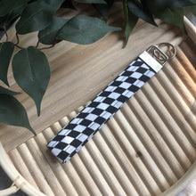 Load image into Gallery viewer, Keychain Black and White Checkered Flag Fabric Keychain, Key Fob, Racing, NASCAR
