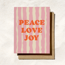 Load image into Gallery viewer, Daydream Prints - Peace Love Joy Pink Stripe Card | Seasonal Holiday Card | Pinkmas
