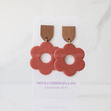 Load image into Gallery viewer, Nicole Christina Company - Polymer Clay Dangle Earrings-Large Daisies: Forest Green

