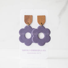 Load image into Gallery viewer, Nicole Christina Company - Polymer Clay Dangle Earrings-Large Daisies: Forest Green

