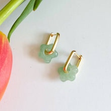Load image into Gallery viewer, Natalie Clare Collections - Stone Flower Hoop Earrings: Green Aventurine
