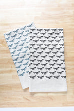 Load image into Gallery viewer, Bird Kitchen Towel, Handprinted Bird Tea Towel: Black on Natural
