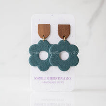 Load image into Gallery viewer, Nicole Christina Company - Polymer Clay Dangle Earrings-Large Daisies: Forest Green
